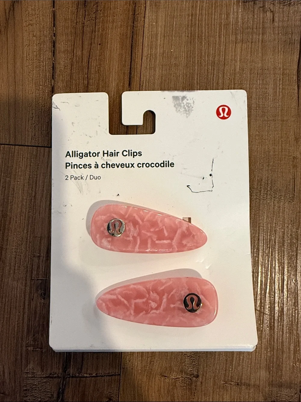 lululemon athletica Pink Marble Alligator Hair Clips - 2 Pack